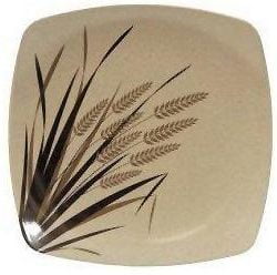 EcoSouLife Rice Husk (D19.5 x H2.5cm) Small Square Plate Print Rice Paddy