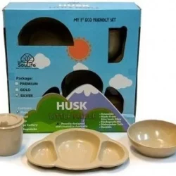 EcoSouLife Rice Husk Little People 3Pc Set Silver Natural