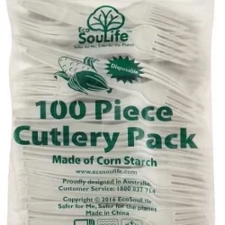 EcoSouLife Cornstarch Fork Cutlery Set Natural 100Pc