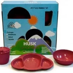 EcoSouLife Rice Husk Little People 3Pc Set Silver Cotton Candy