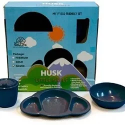 EcoSouLife Rice Husk Little People 3Pc Set Silver Denim