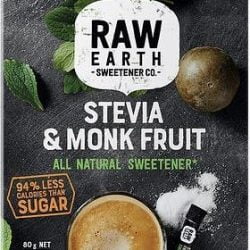 Raw Earth Sweetener Stevia & Monk Fruit All Natural Sweetener (40x2g Sachets in Box) 80g