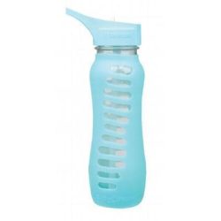 Glass Bottle Aqua Wave Flip Straw Lid 650ml