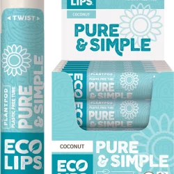 ECO LIPS Lip Balm (Display of 24) Pure & Simple - Coconut - 24x4.25g