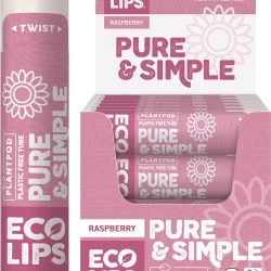 ECO LIPS Lip Balm (Display of 24) Pure & Simple - Raspberry - 24x4.25g
