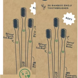 GRIN Bamboo Toothbrush (3-Pack) Soft - Emoji - 8.00
