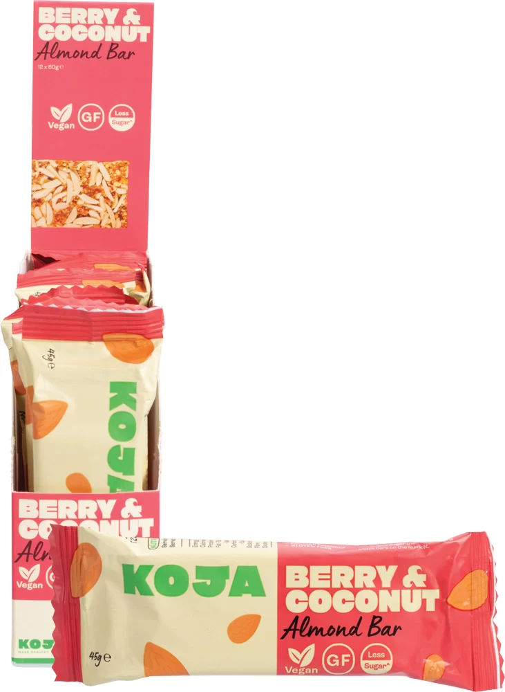 KOJA Almond Bar Berry & Coconut - 12x45g