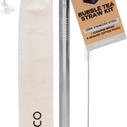 EVER ECO Bubble Tea Straw Kit - Straight Stainless Steel - 1.00