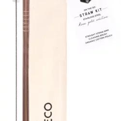 EVER ECO Stainless Steel Straw Kit - Straight Rose Gold - 1.00