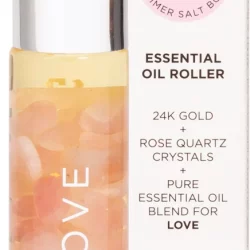 SUMMER SALT BODY Essential Oil Roller with 24K Gold Love - Rose Quartz Crystals - 10ml