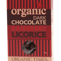 ORGANIC TIMES Dark Chocolate Raspberry Licorice - 150g