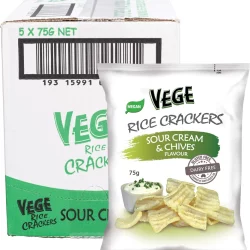 VEGE CHIPS Vege Rice Crackers Sour Cream & Chives - 5x75g