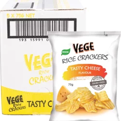 VEGE CHIPS Vege Rice Crackers Tasty Cheese - 5x75g