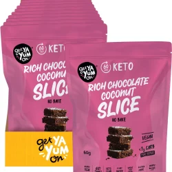 GET YA YUM ON Keto Slice Rich Chocolate Coconut - 10x60g
